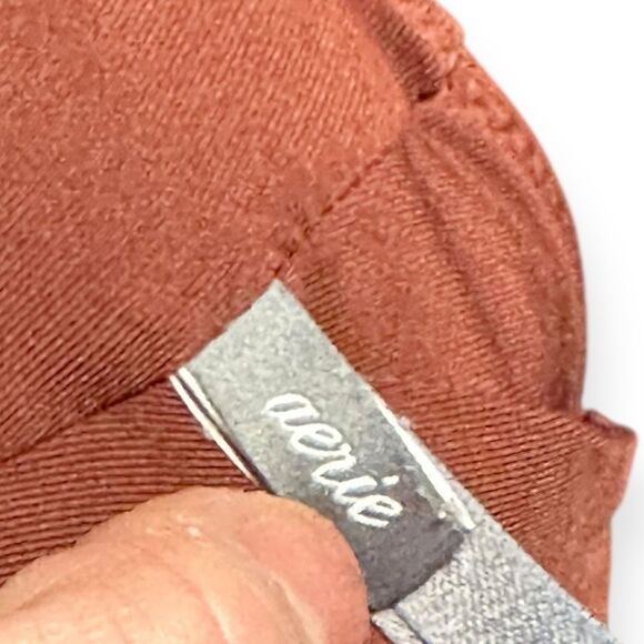 AERIE Women’s Brown Scoop Sports Bra with Striped Elastic Band Size Small - Picture 3 of 6